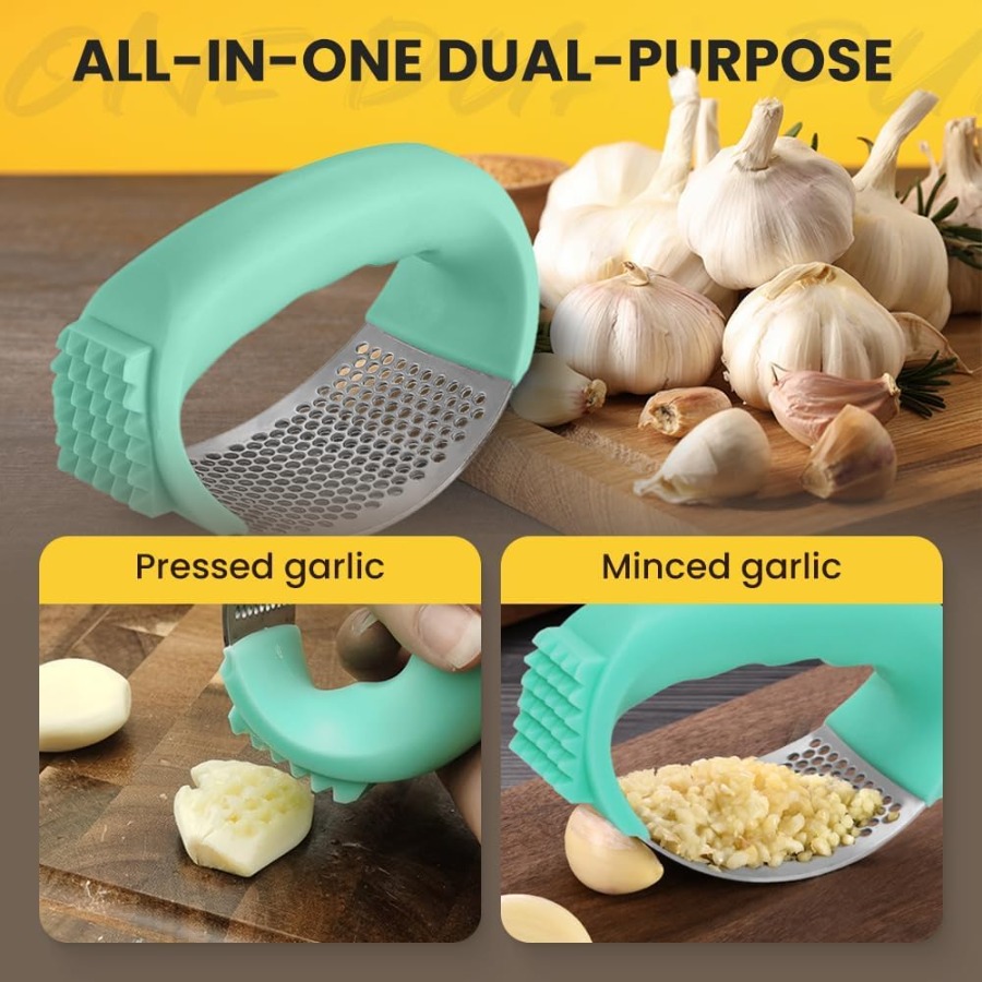 Kitchen Gadgets Save Time - 2026 Upgraded Garlic Press Rocker Stainless